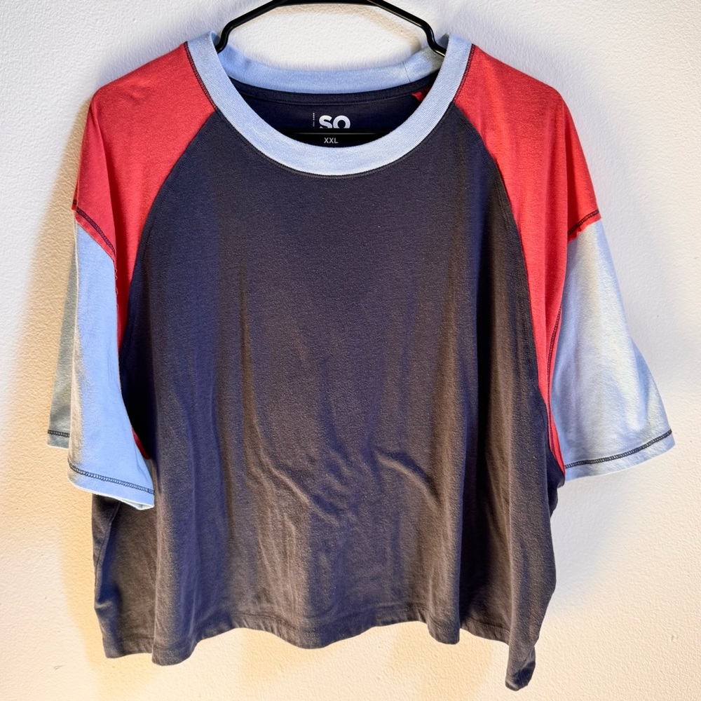 SO Sonoma Kohls colorblock crop tee